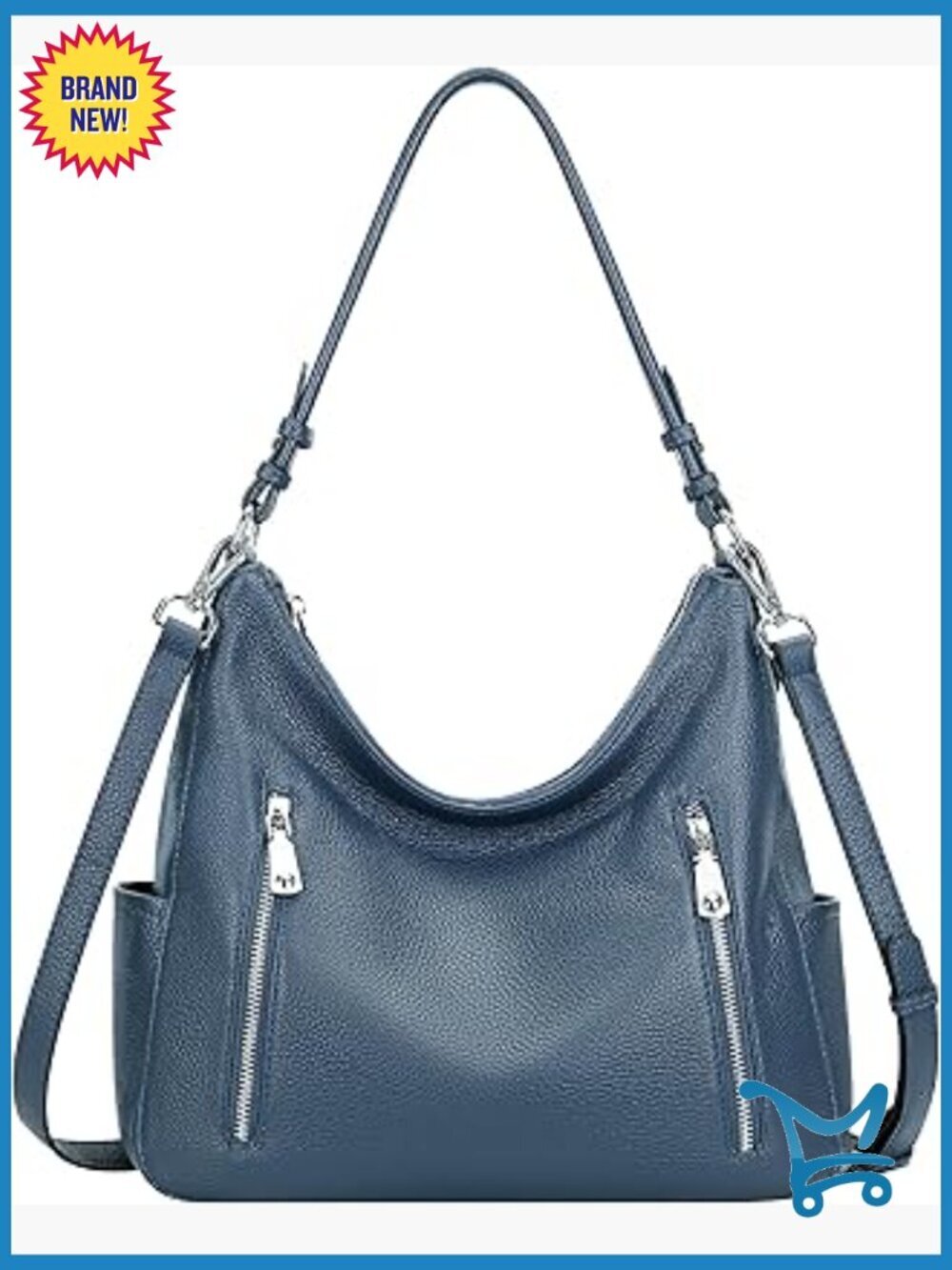 Genuine Leather Hobo Shoulder Bag Crossbody Bag with Multiple Pockets